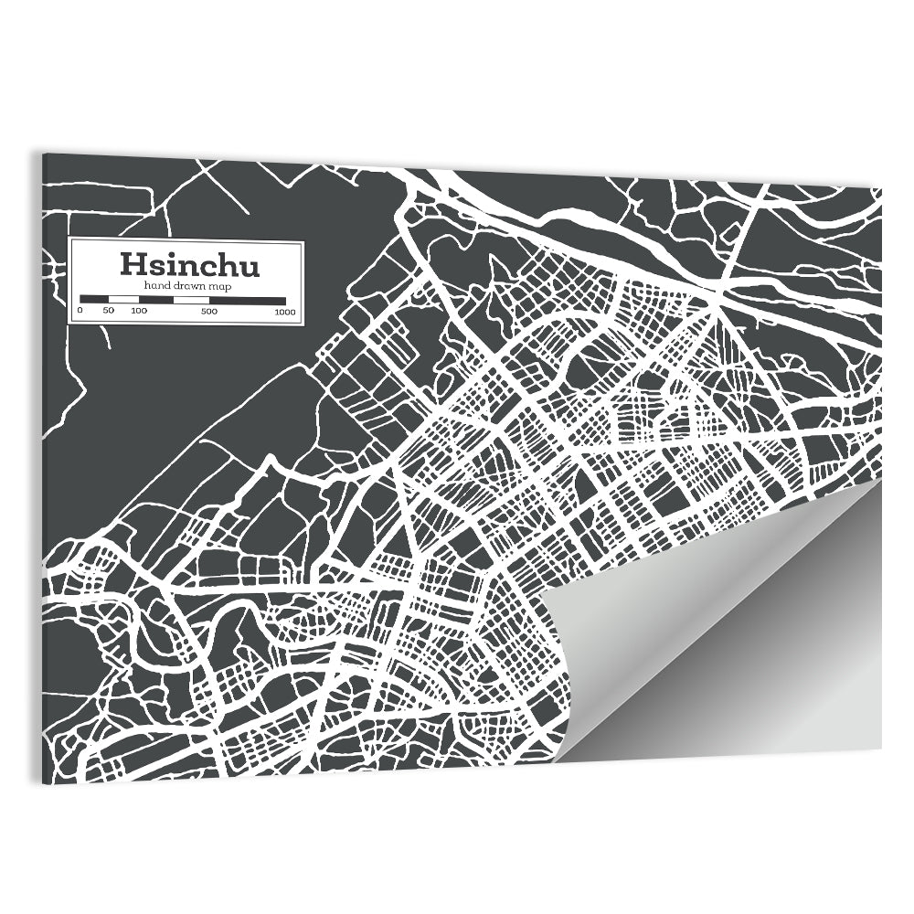 Hsinchu Street Grid Map Wall Art