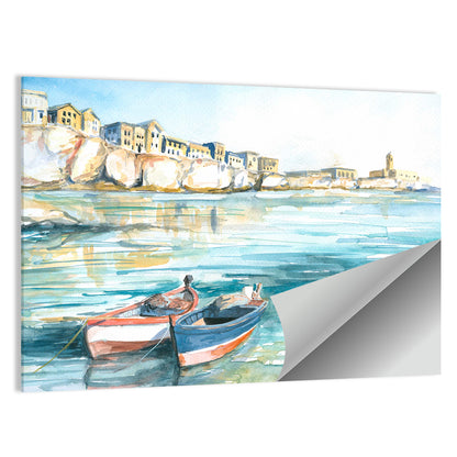 Scenic Boats Illustration Wall Art