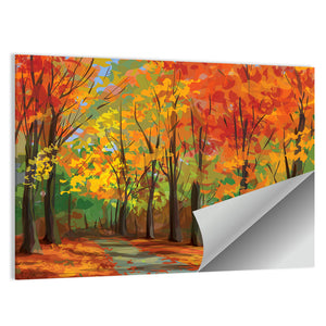 Autumn Pathway In Park Wall Art