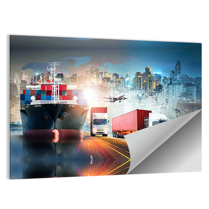 Global Logistics Nightscape Wall Art as a poster print