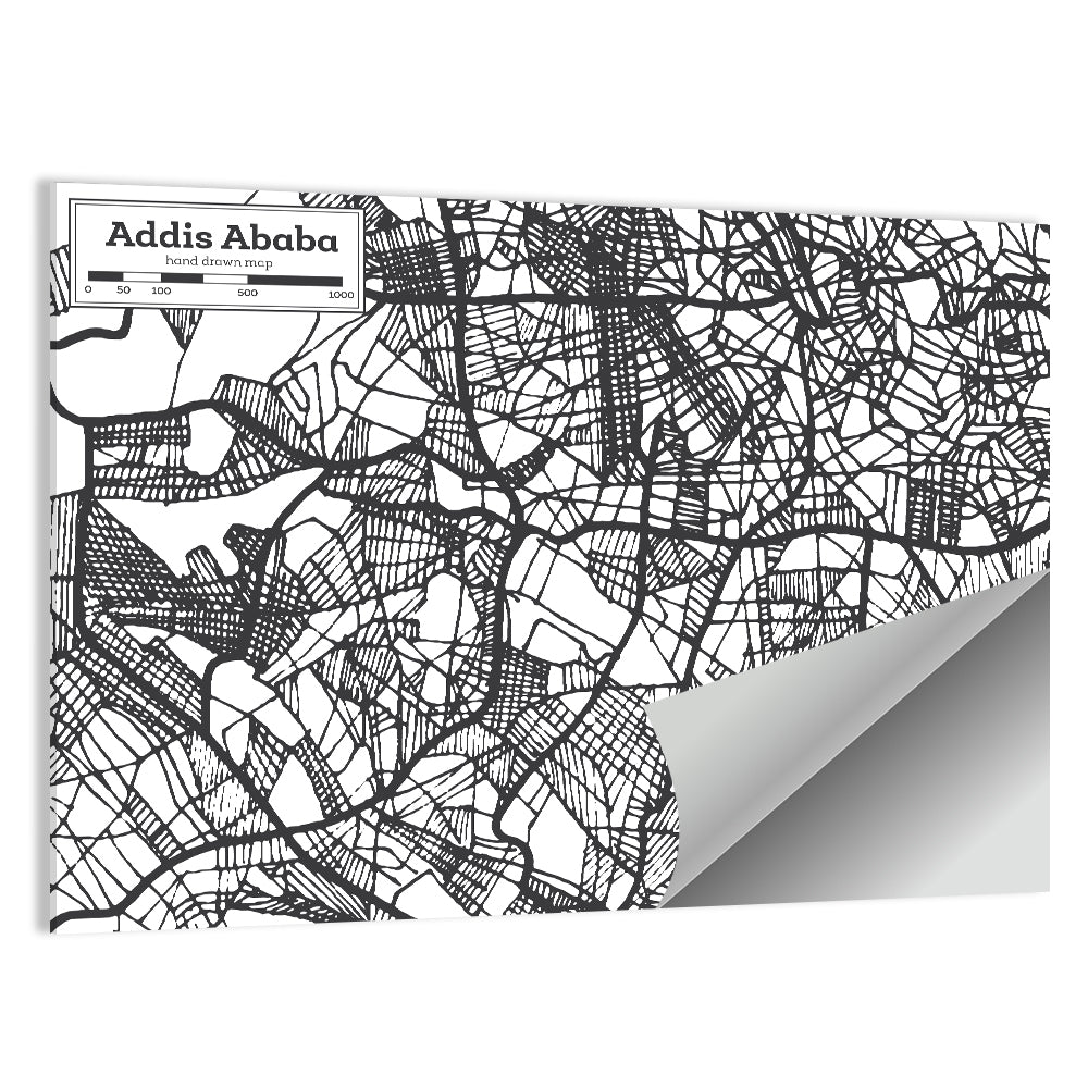 Addis Ababa Hand-drawn Map Wall Art