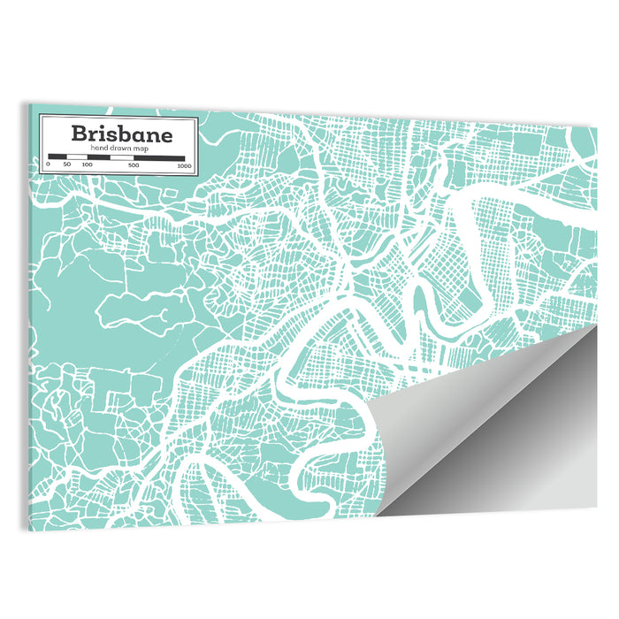 Brisbane City Map Wall Art as a poster print