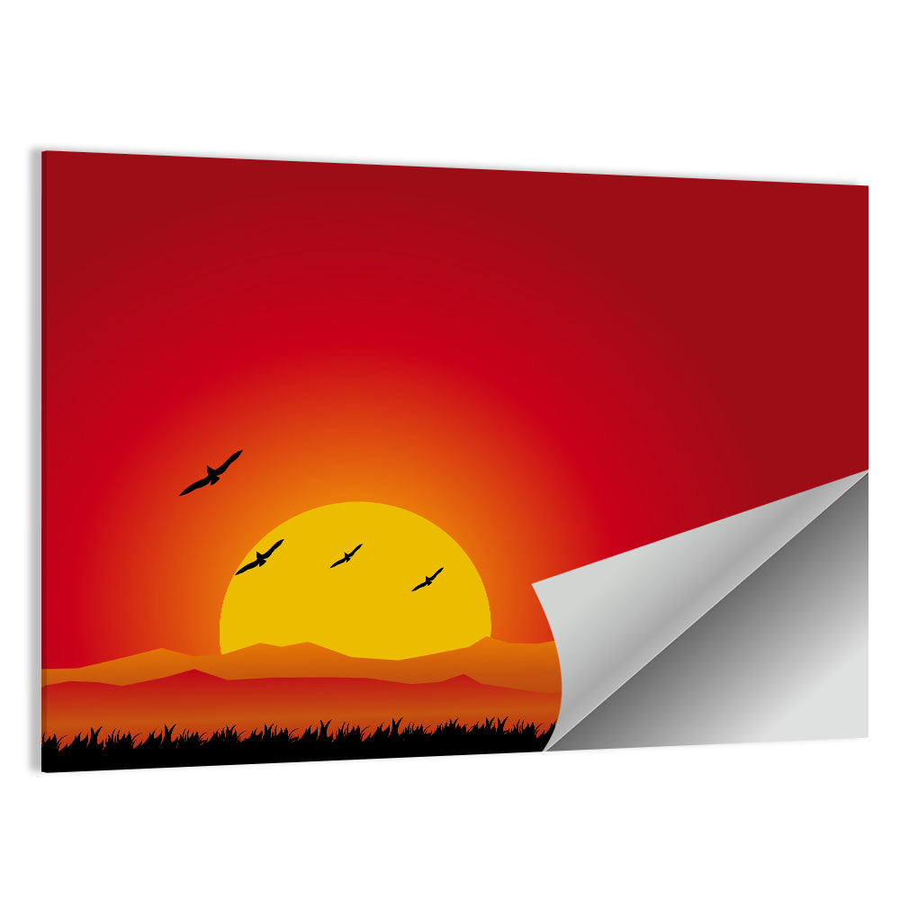 Four Birds at Sunset Wall Art