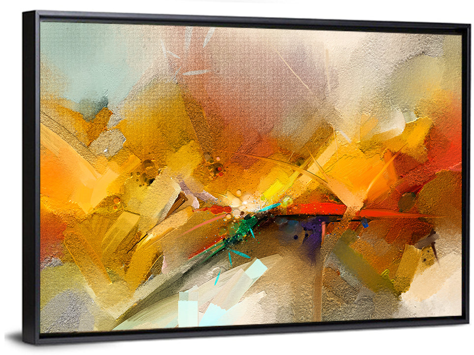 Gold and Teal Brushstroke Abstract Wall Art