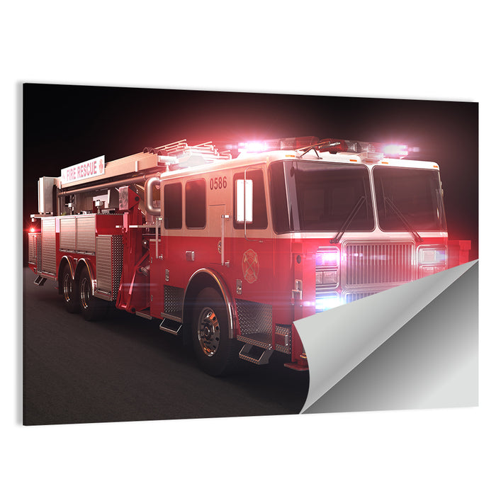 Fire Rescue Truck at Night Wall Art as a poster print