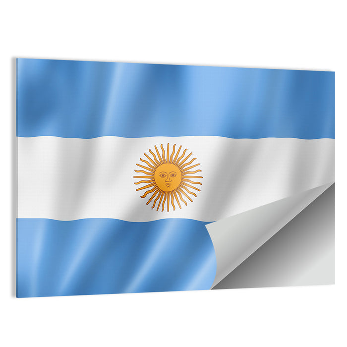 Argentine Flag with Sun Emblem Wall Art as a poster print