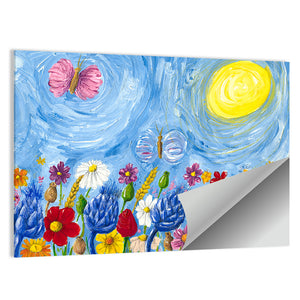 Colorful Flowers Illustration Wall Art