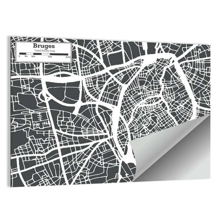 Bruges Canal Map Wall Art as a poster print