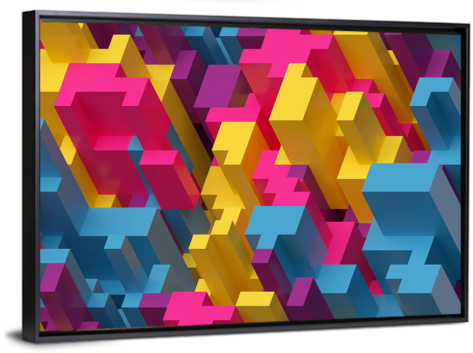 Isometric Voxel Cluster Wall Art
