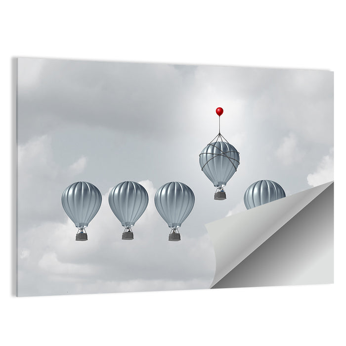 Hot Air Balloon Race with Red Accent Wall Art as a poster print