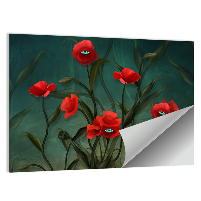 Surreal Poppies with Eyes Wall Art as a poster print