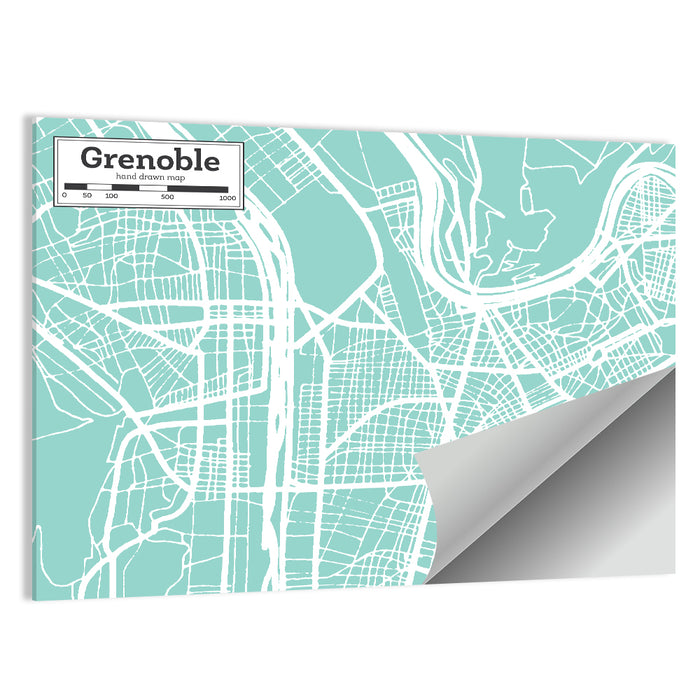 Grenoble City Map Wall Art as a poster print