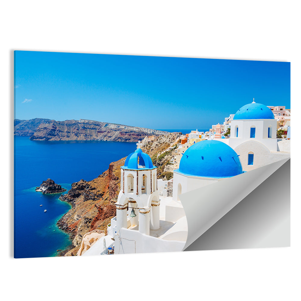 Oia Santorini Blue Domes Wall Art