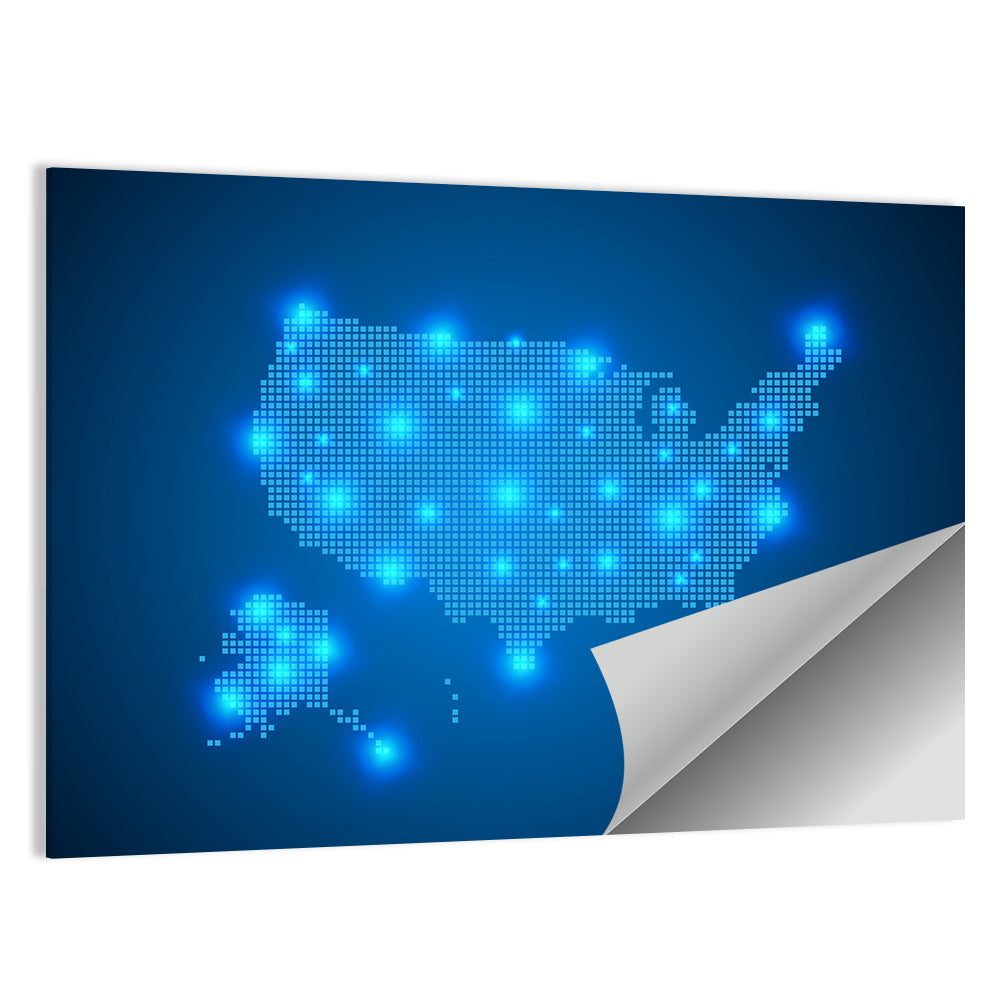 United States Digital Network Map Wall Art