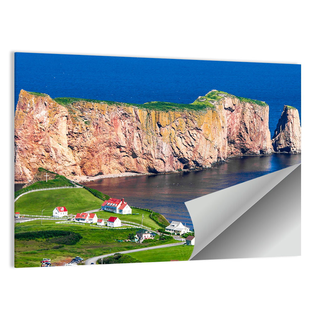 Percé Rock and Coastal Village, Quebec Wall Art