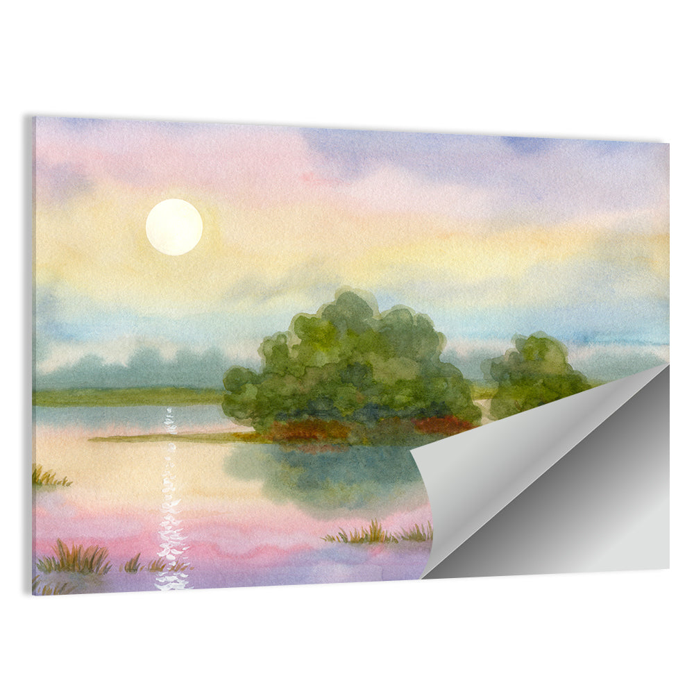 Golden Hour Sunrise Over Lake Wall Art