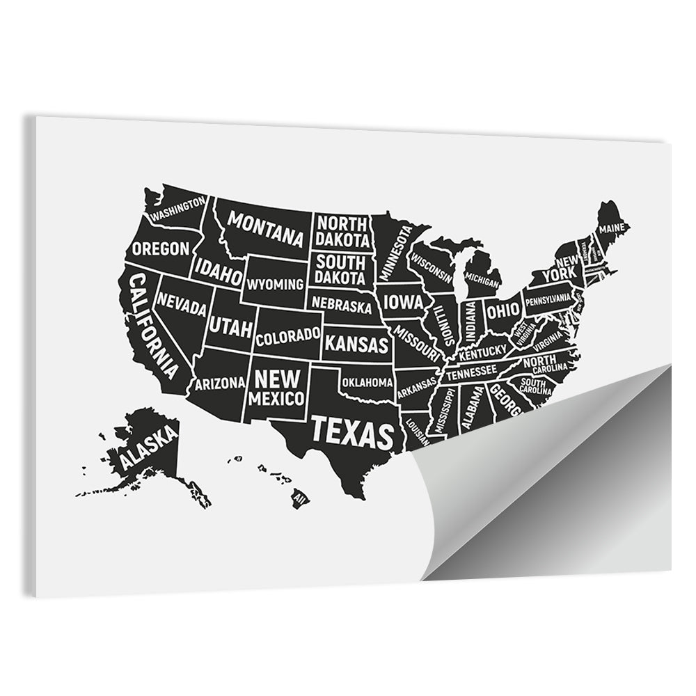 United States Map Silhouette Wall Art