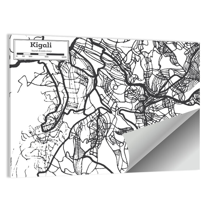 Kigali Urban Map Wall Art as a poster print
