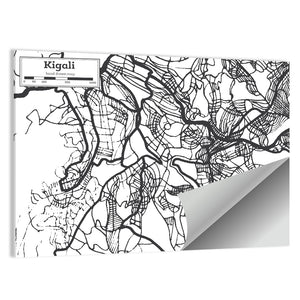 Kigali City Map In Rwanda Wall Art