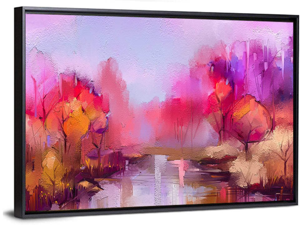 Autumn Forest Reflection Oil Painting Wall Art