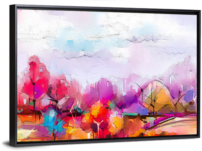 Impasto Meadow Landscape Wall Art as a framed canvas