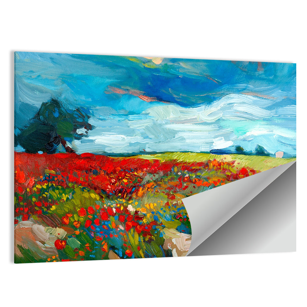 Impressionist Poppy Field Wall Art