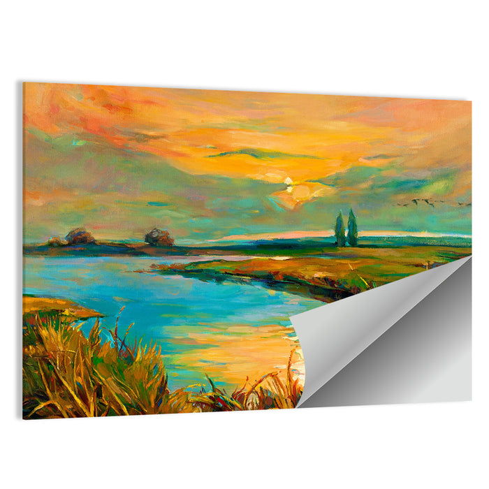 Rural Lake at Sunset Wall Art as a poster print