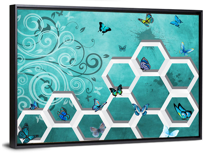 3d Butterfly Abstract Wall Art as a framed canvas