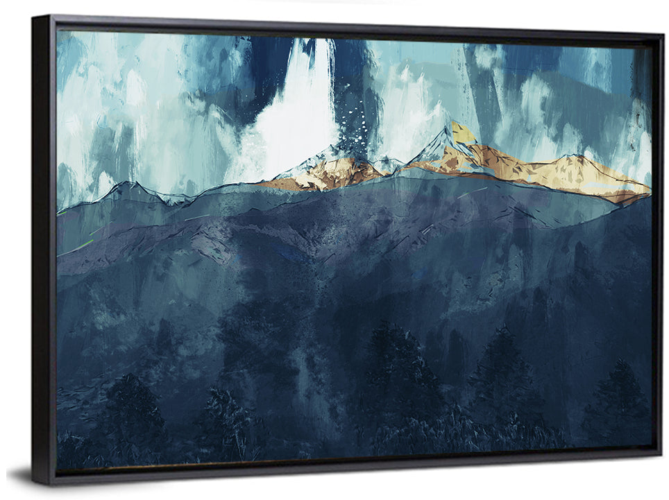 Backlit Mountain Range Wall Art