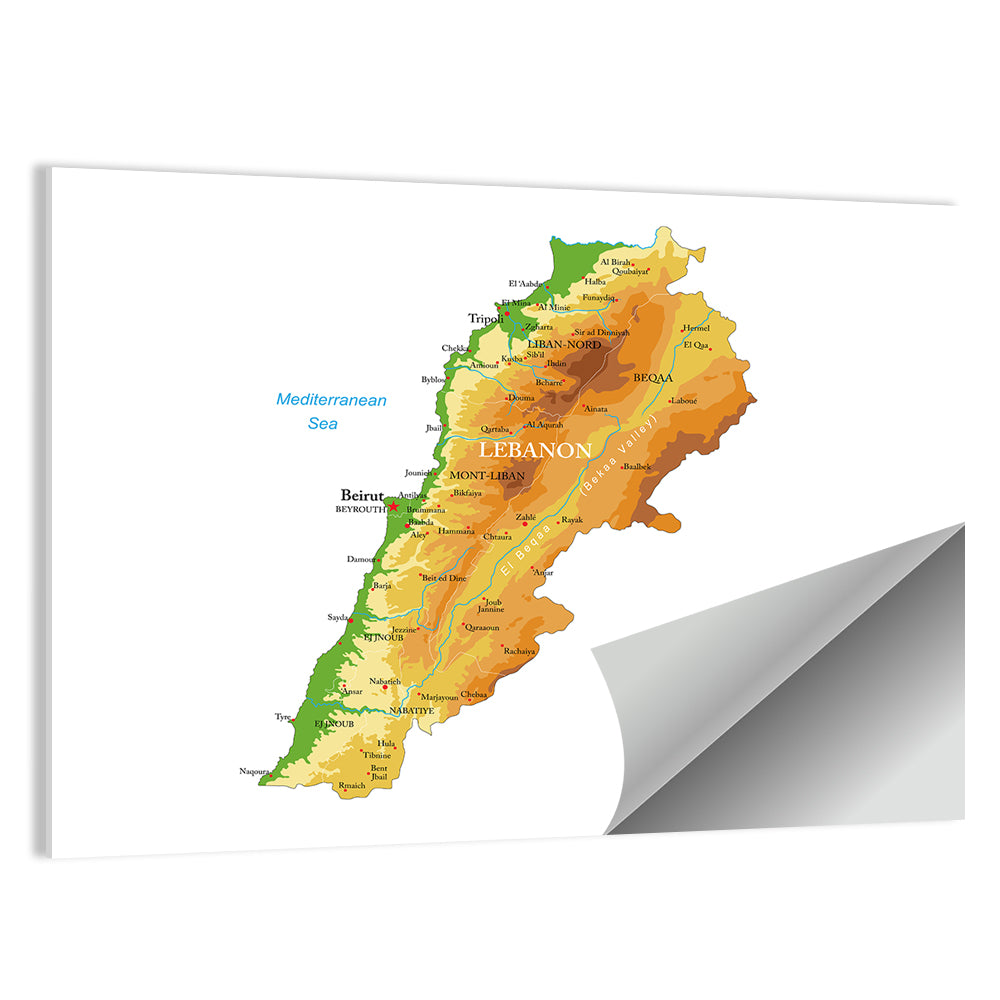 Lebanon Terrain Map Wall Art