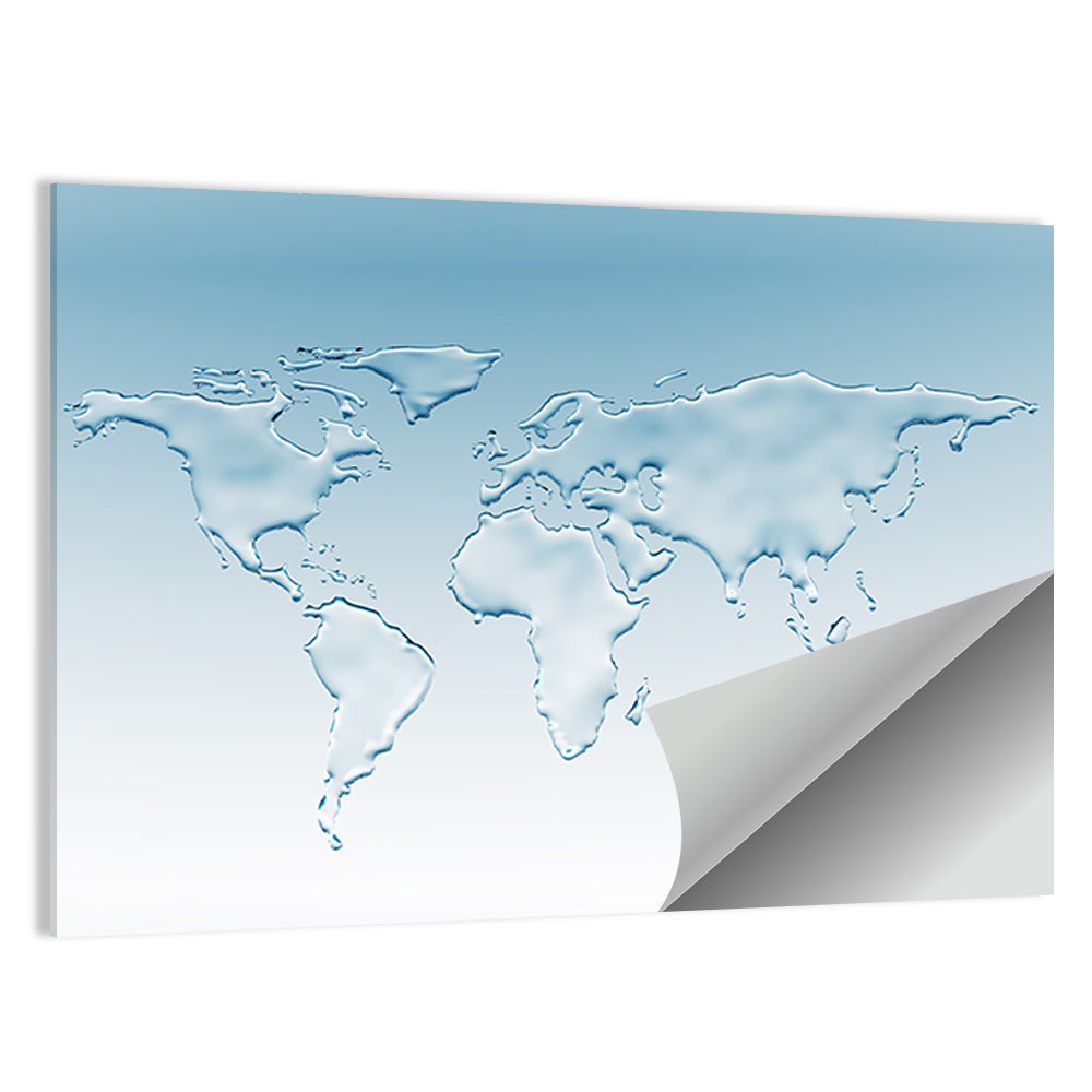 Embossed Water World Map Wall Art