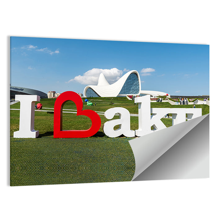I Love Baku Sculpture at Heydar Aliyev Center Wall Art as a poster print