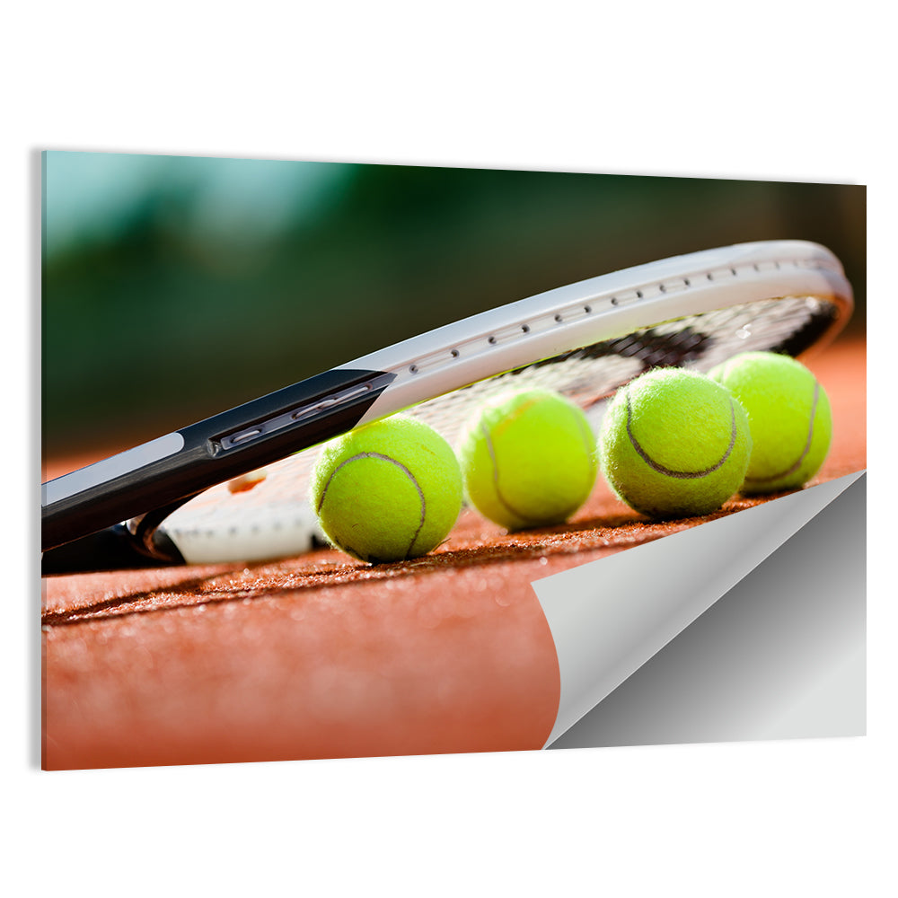Tennis Balls Along Racket Frame Wall Art