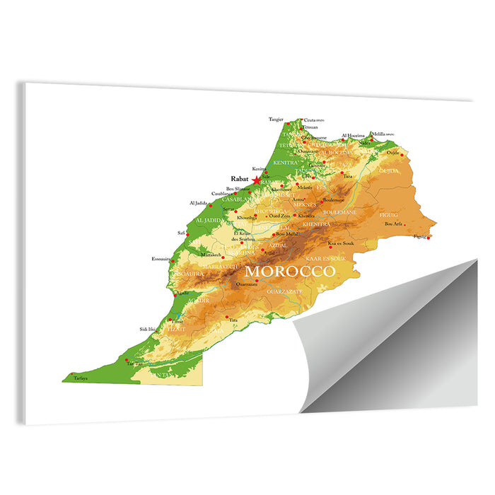 Morocco Topographic Map Wall Art as a poster print