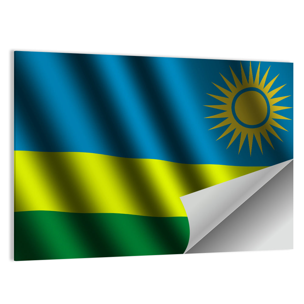 Rwandan Flag with Golden Sun Wall Art
