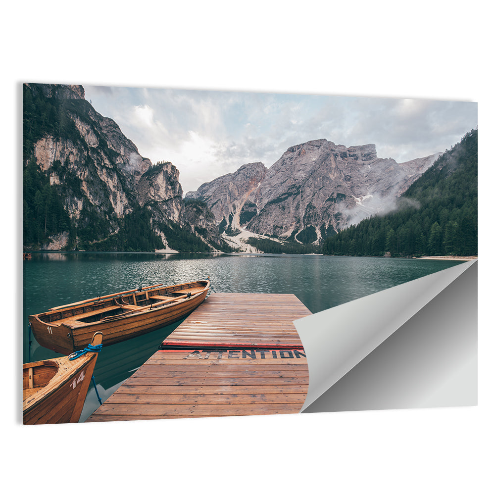 Lago Di Braies Dock, Dolomites Wall Art