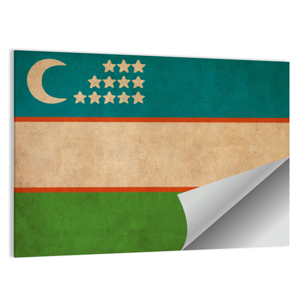 Uzbekistan Flag with Crescent and Stars Wall Art