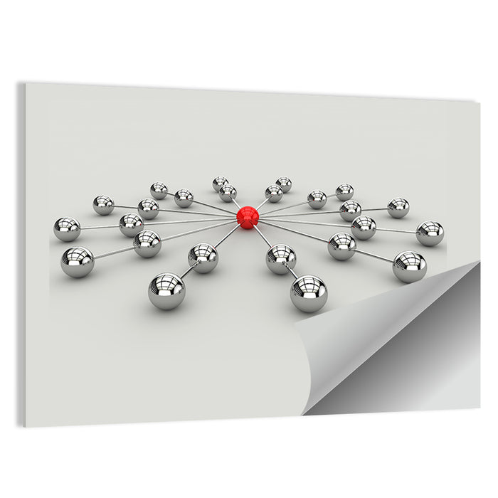 Radial Network with Red Hub Wall Art as a poster print