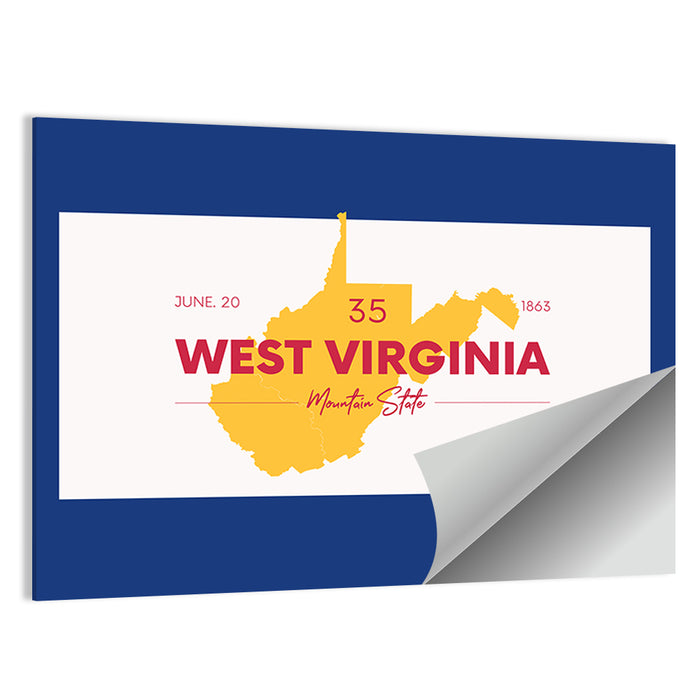 Golden West Virginia Map Wall Art as a poster print