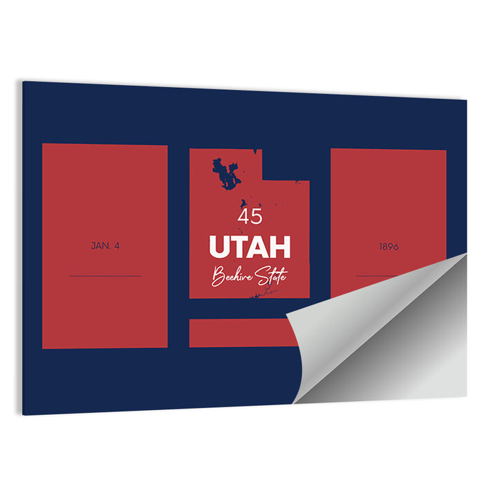 Utah State Map Graphic Wall Art as a poster print