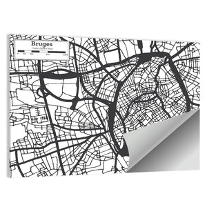 Bruges City Map Wall Art