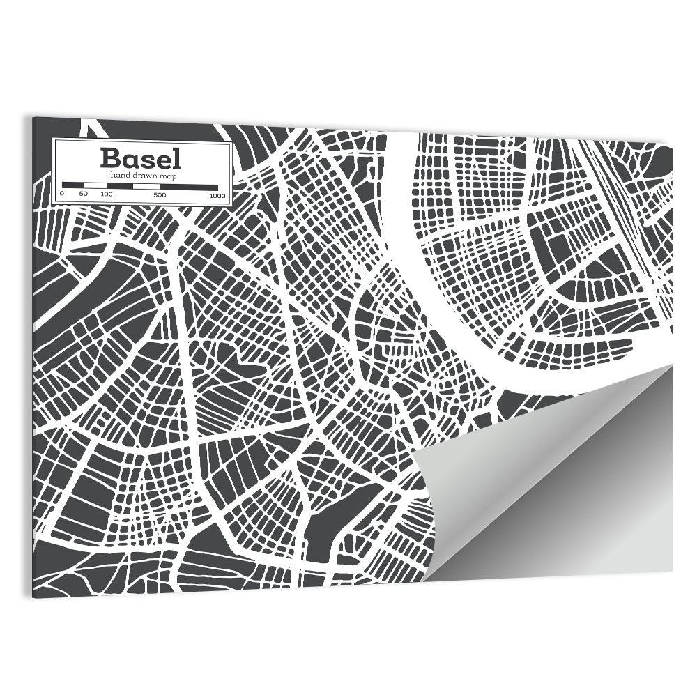 Basel River Bend Map Wall Art