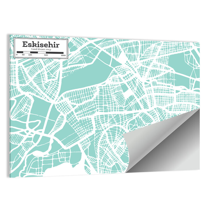 Eskisehir Street Grid Map Wall Art as a poster print