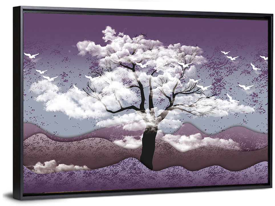 Ethereal Purple Tree Landscape Wall Art