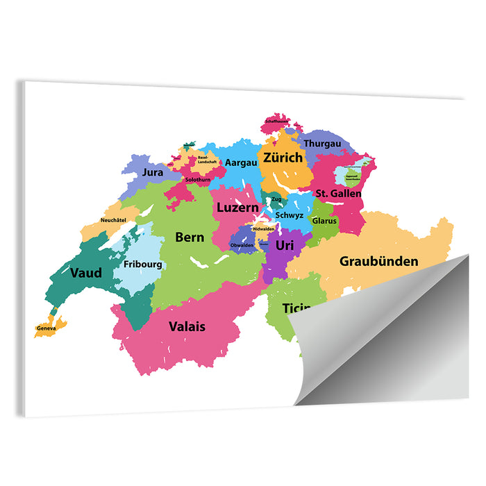 Switzerland Vector Map Wall Art as a poster print