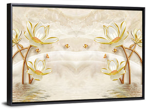 3d Butterfly & Flowers Illustration Wall Art