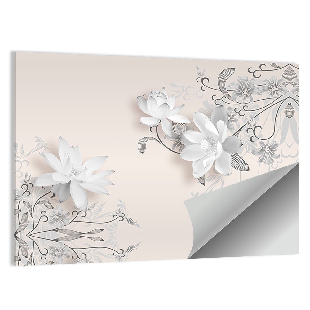 3d Floating Lotus Illustration Wall Art