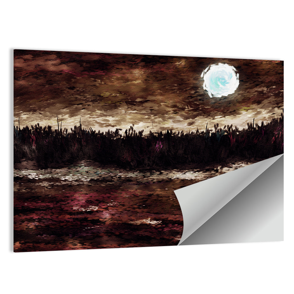 Moonlit Marsh Reflection Wall Art