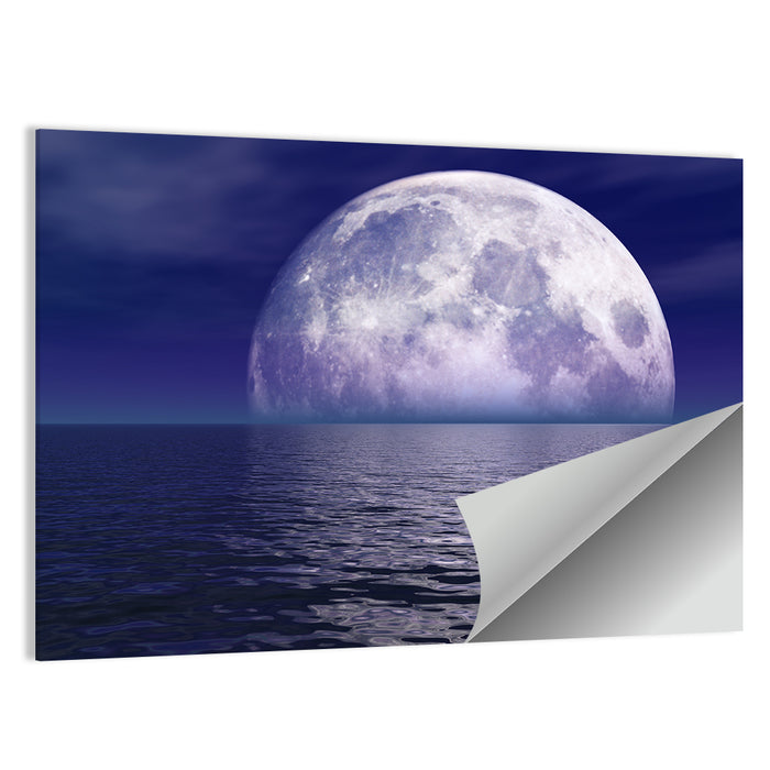 Full Moon Touching Water Wall Art as a poster print