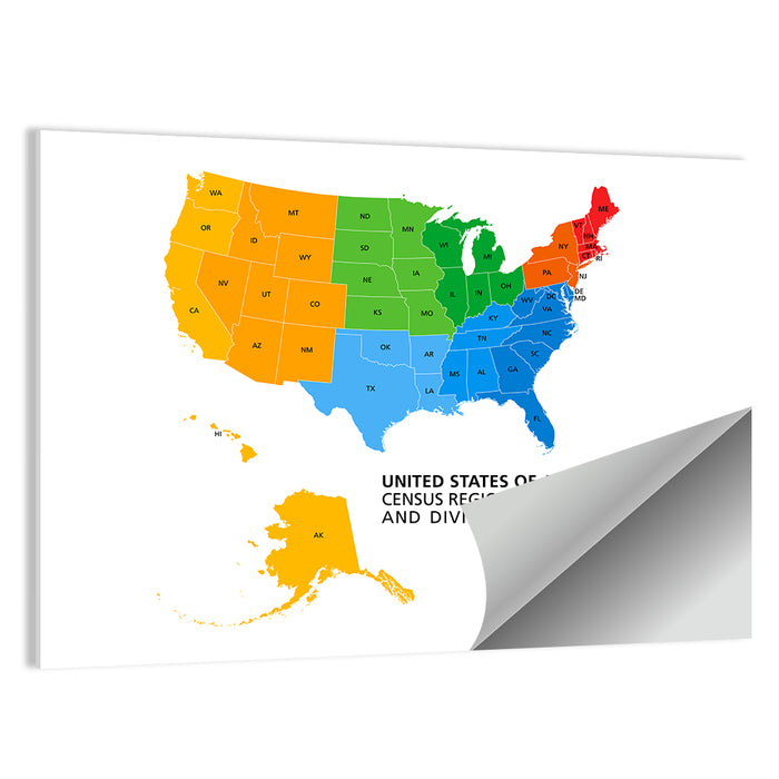 United States Political Map Wall Art as a poster print